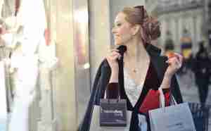 woman shopping at expensive stores