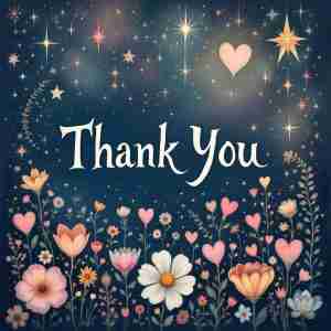 words thank you on flowery background