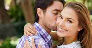 happy young couple embracing