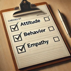 attitude, behavior, empathy, checklist
