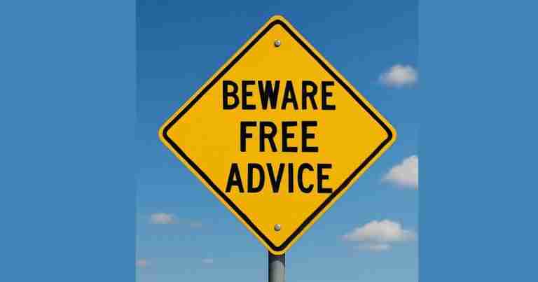 Sign that reads beware free advice 1200x630