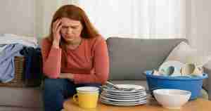 woman overloaded with chores