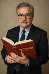 man holding a dictionary