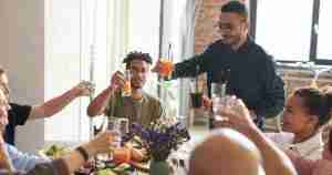 family having dinner together
