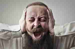 man with panic expression