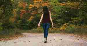 woman walking away