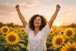 woman raises arms in triumph post divorce