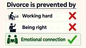 divorce is prevented by emotional connection, not being right or working hard graphic