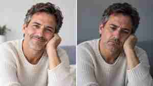 attractive happy man vs unhappy unattractive man