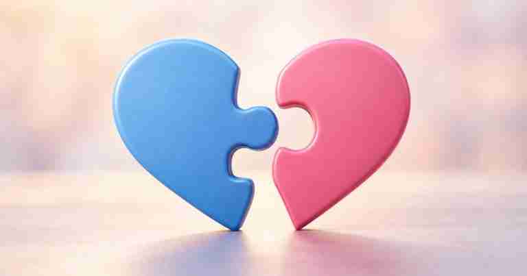 separated puzzle shaped heart halves